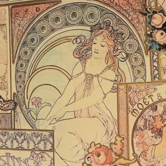 Decoupaged Laquer Box Alphonse Mucha La Peinture Laquered Trinket Jewelry Box - Picture 9 of 15